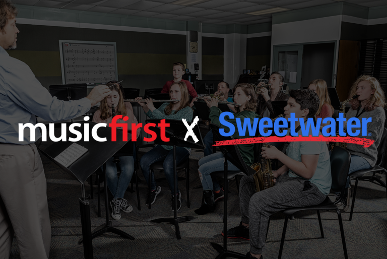 Blog Image with Sweetwater logo and MusicFirst logo