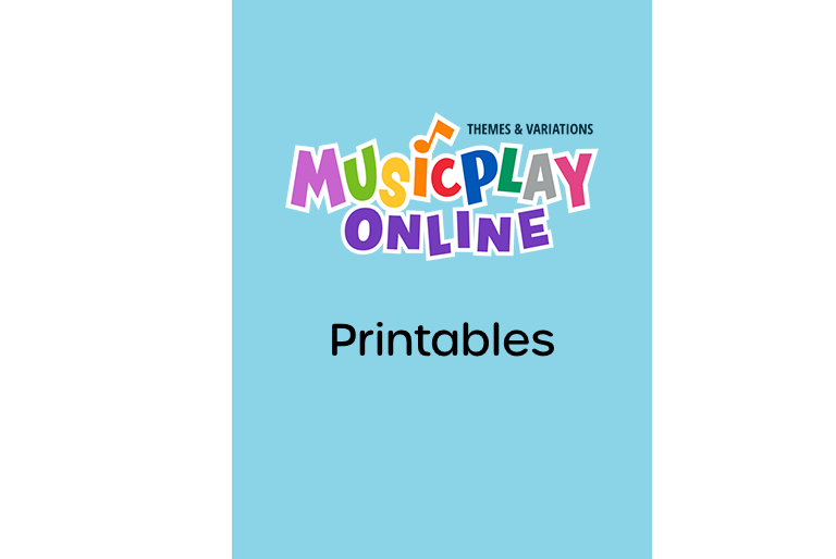 Blue rectangle with "MusicplayOnline Printables" written on it
