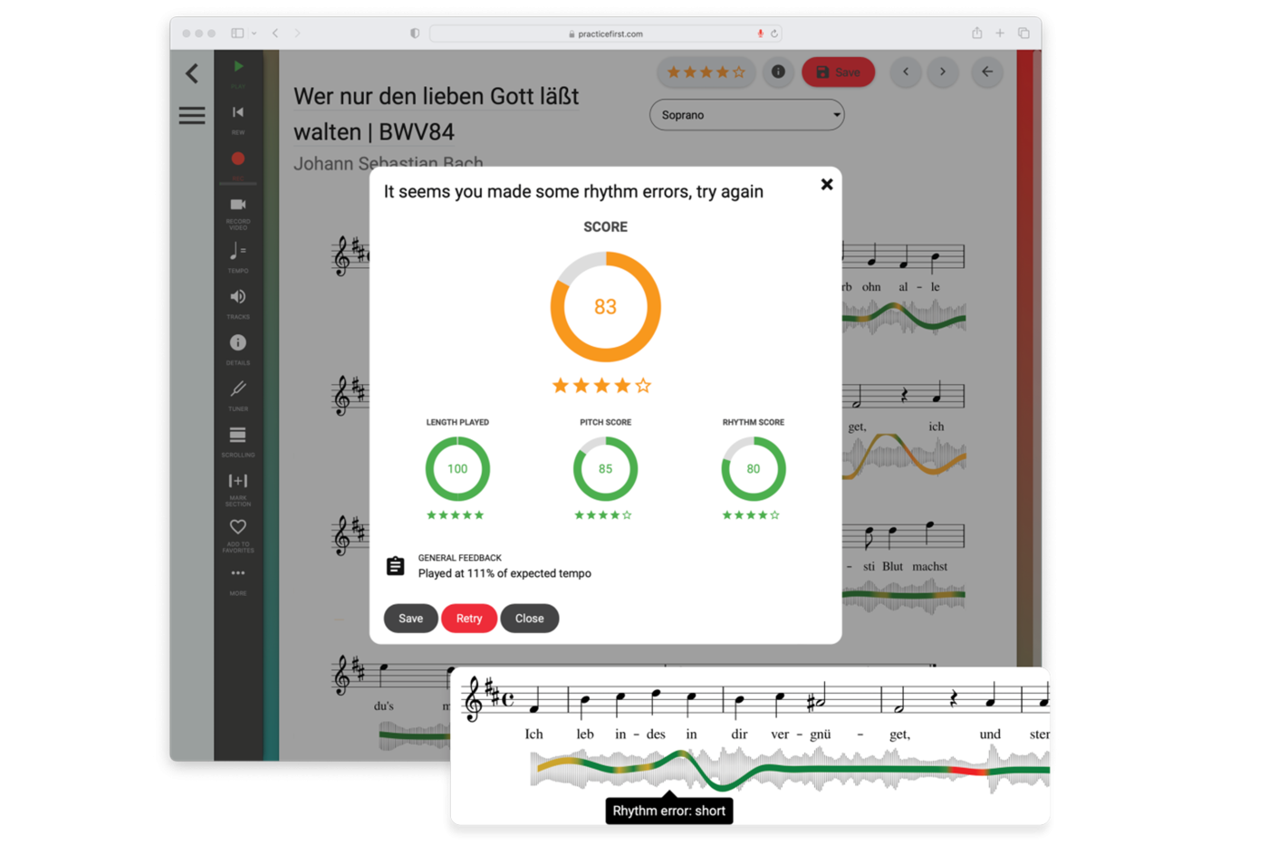 PracticeFirst feedback in browser with highlighted annotations line.