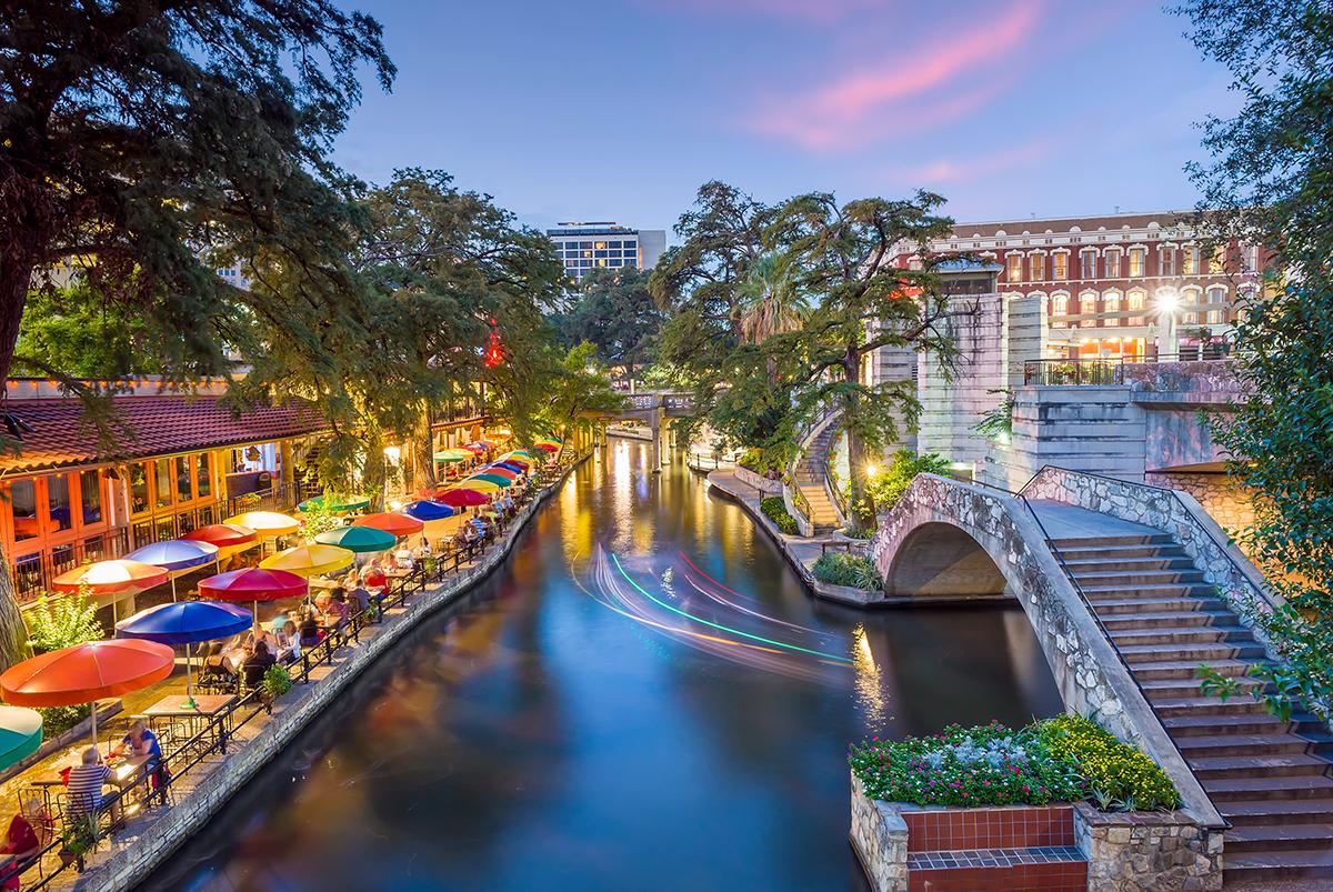 San Antonio riverwalk at dusk