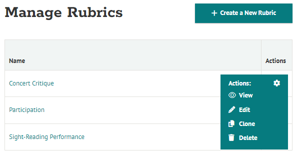 manage rubrics