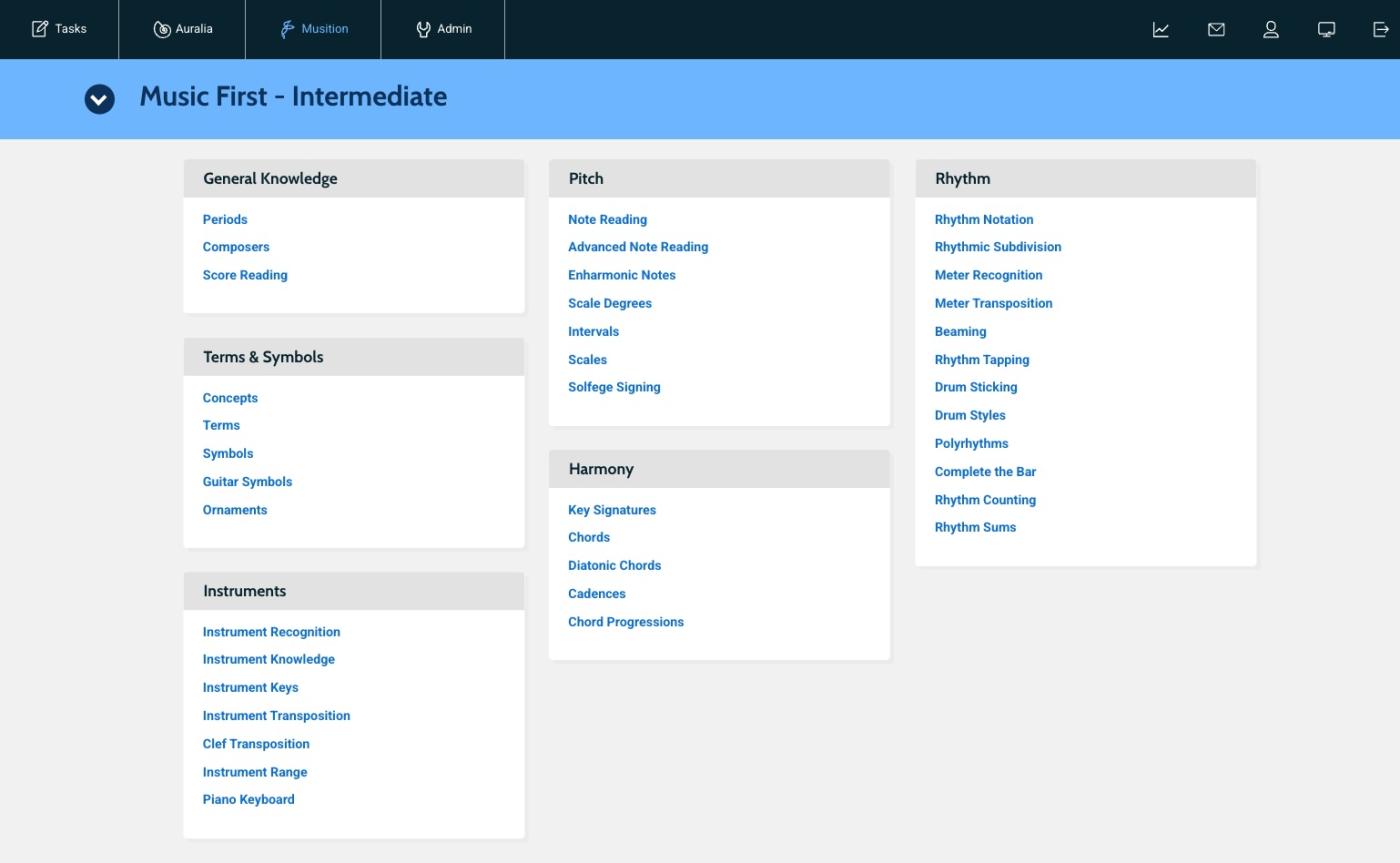 Musition main menu