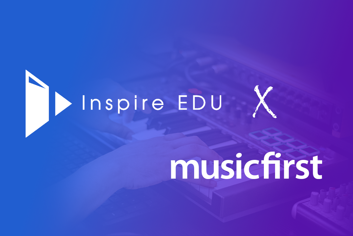 Inspire EDU logo with the MusicFirst logo, describing partnership