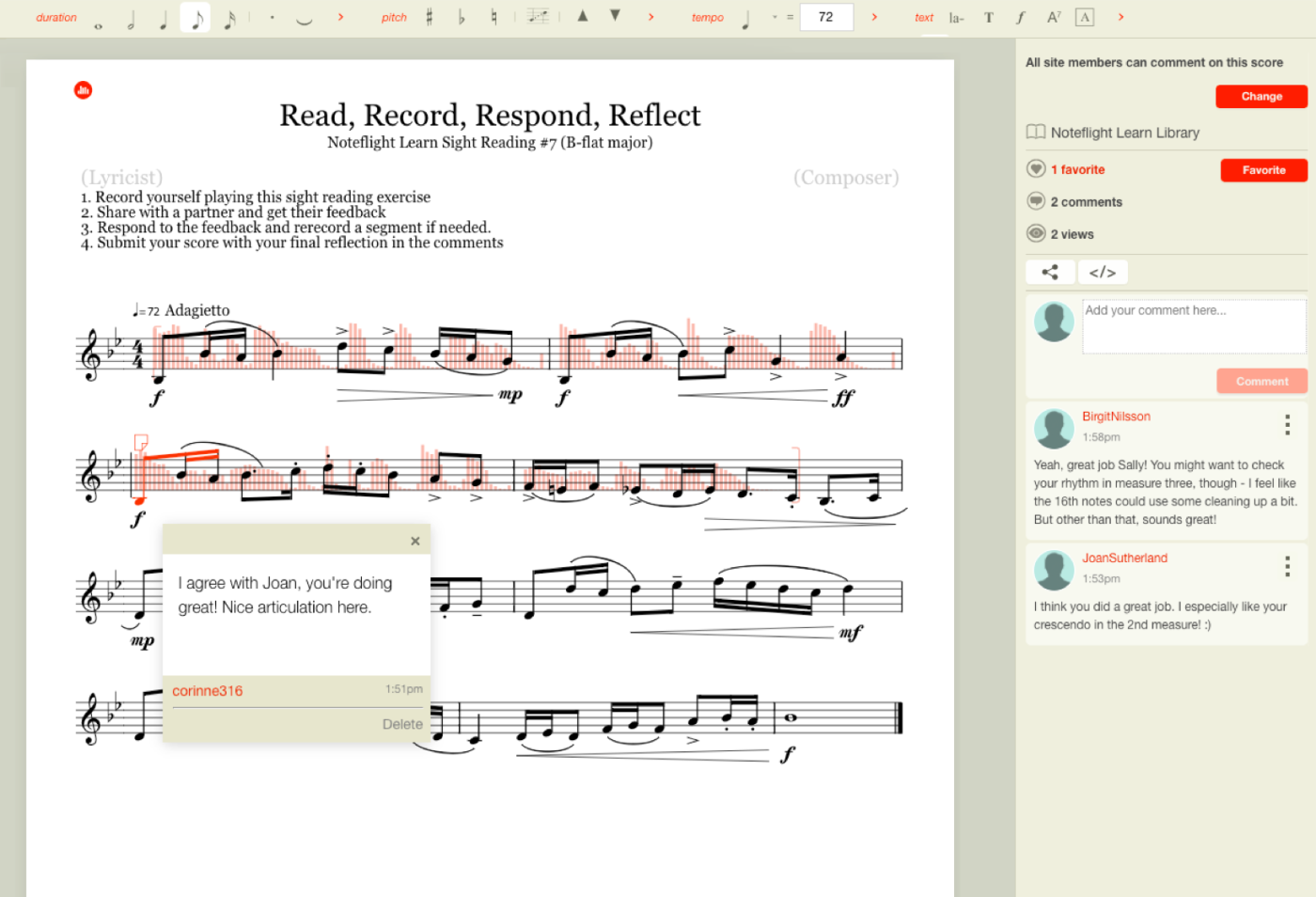 Perform and Record in Noteflight Learn