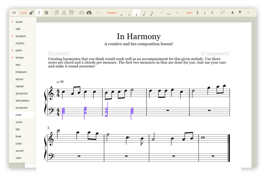 Noteflight Learn score - In Harmony